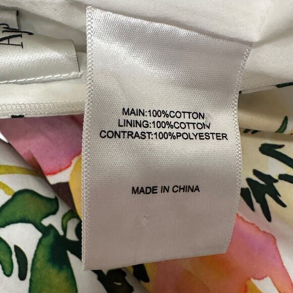 Aje Drift Puff Sleeve Cotton Mini Dress 6 AU 10 White Watercolor Garden Floral - Picture 9 of 14